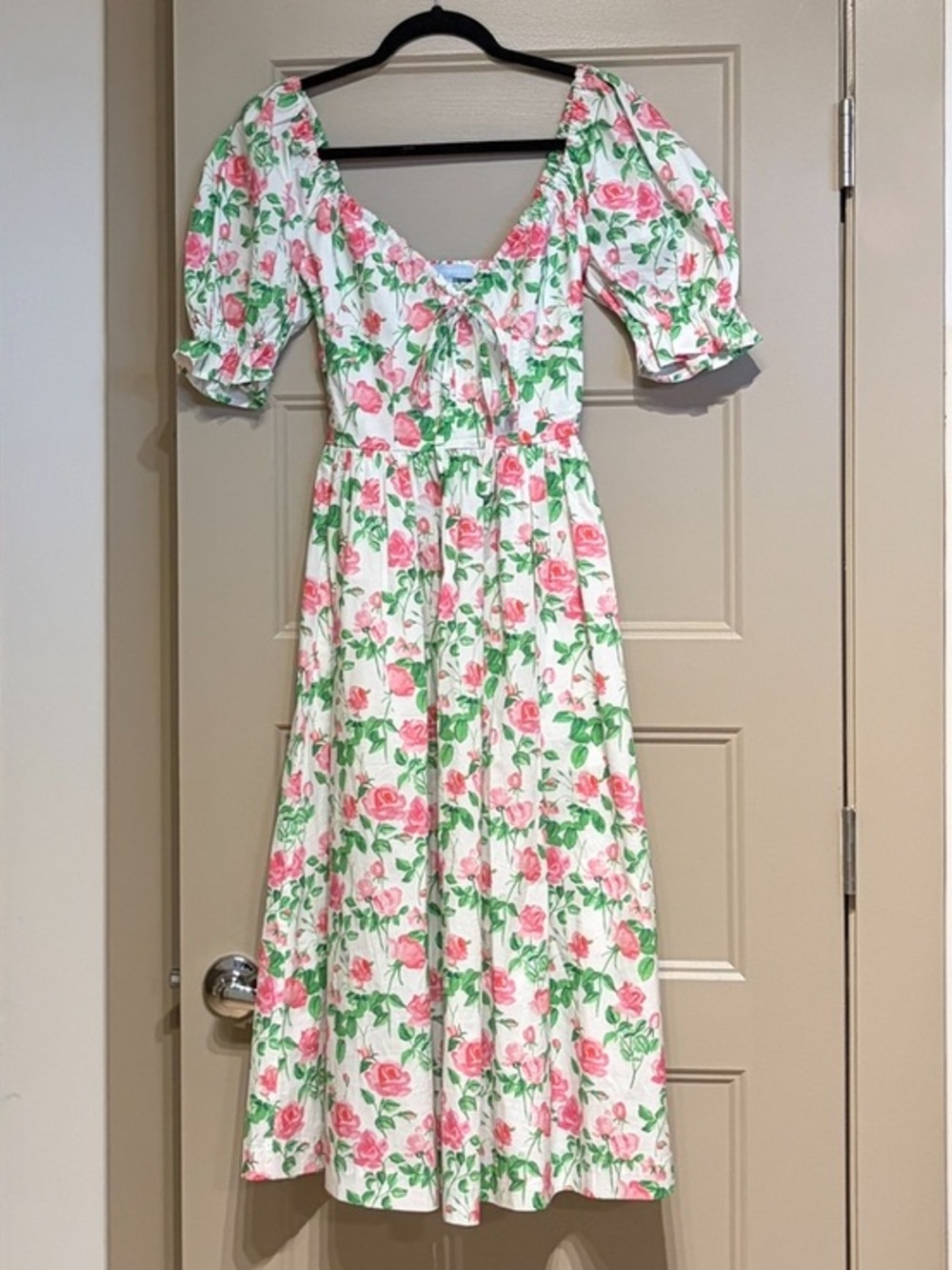 Hill House The Ophelia Dress Rose Print Puff Sleeve Nap A-line Midi XXS NEW - Picture 7 of 11